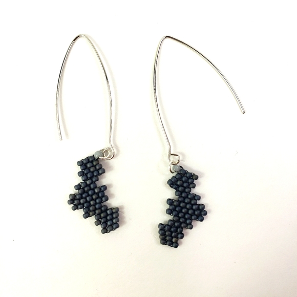 Black Bat Earrings Mini Long Drop - Picture 3 of 3